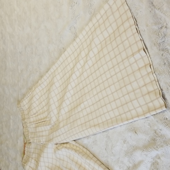 Anthropologie Elevenses Pants Womens Size 10 Wide Leg Cream Plaid Linen - Picture 11 of 14